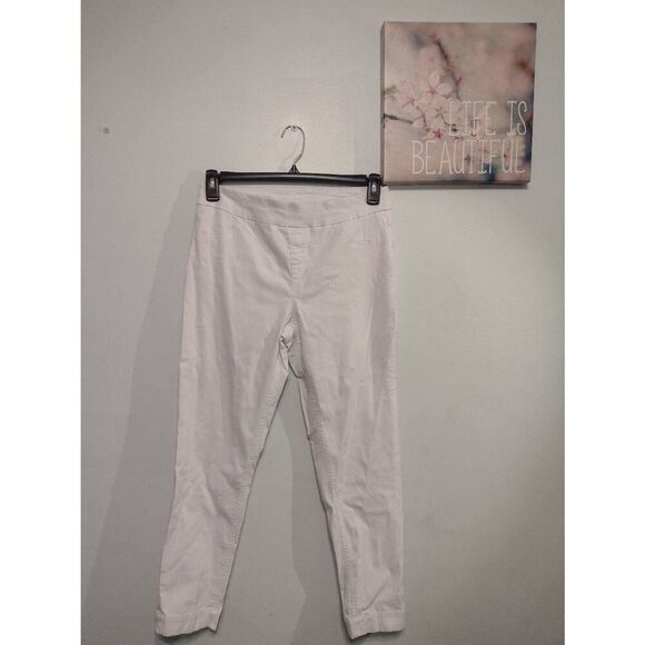 Soft Surroundings Women's Size M White Jeans Pull-On Flat Front Pockets - Picture 1 of 3